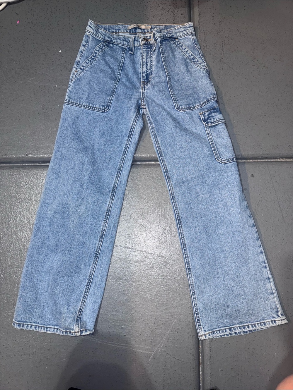 Hudson Jeans Women’s Size 27 Utility Cargo Wide Leg Jeans Light Wash Denim